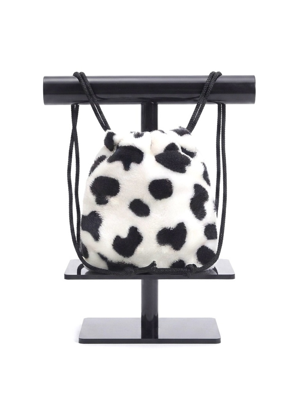 New Faux Fur Medium Cow Print Buttery Soft Handmade Drawstring Crossbody Bag
